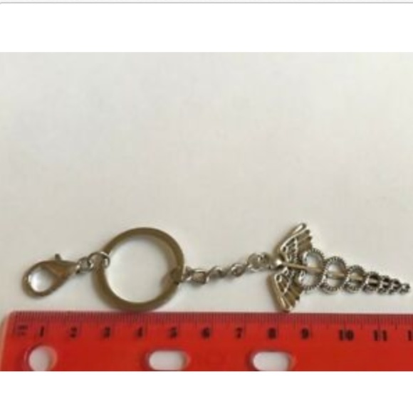 BIG Caduceus Keychain Handbag Purse Charm Nursing - Picture 6 of 6